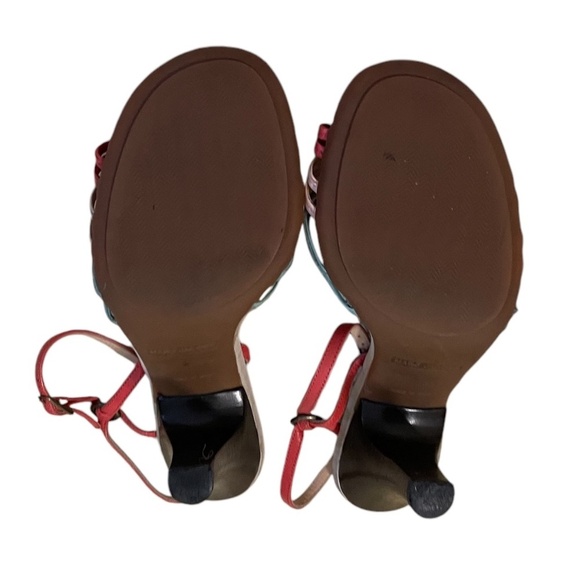 Marc Jacobs Red Pink Green Strappy High‎ Heel Sandals, Size 6 - Picture 8 of 10